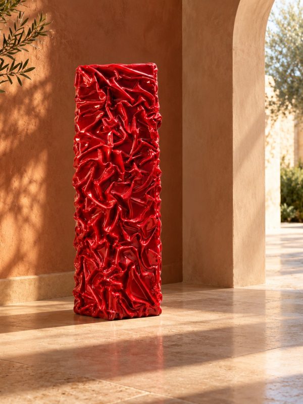 Alto Pedestal, wine red, in a room setting